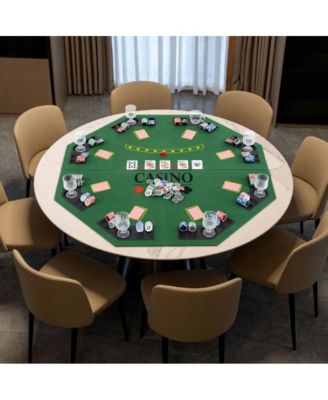 Folding Poker Table Top for 8 Players with Felt Surface Cup Holders and Chip Trays