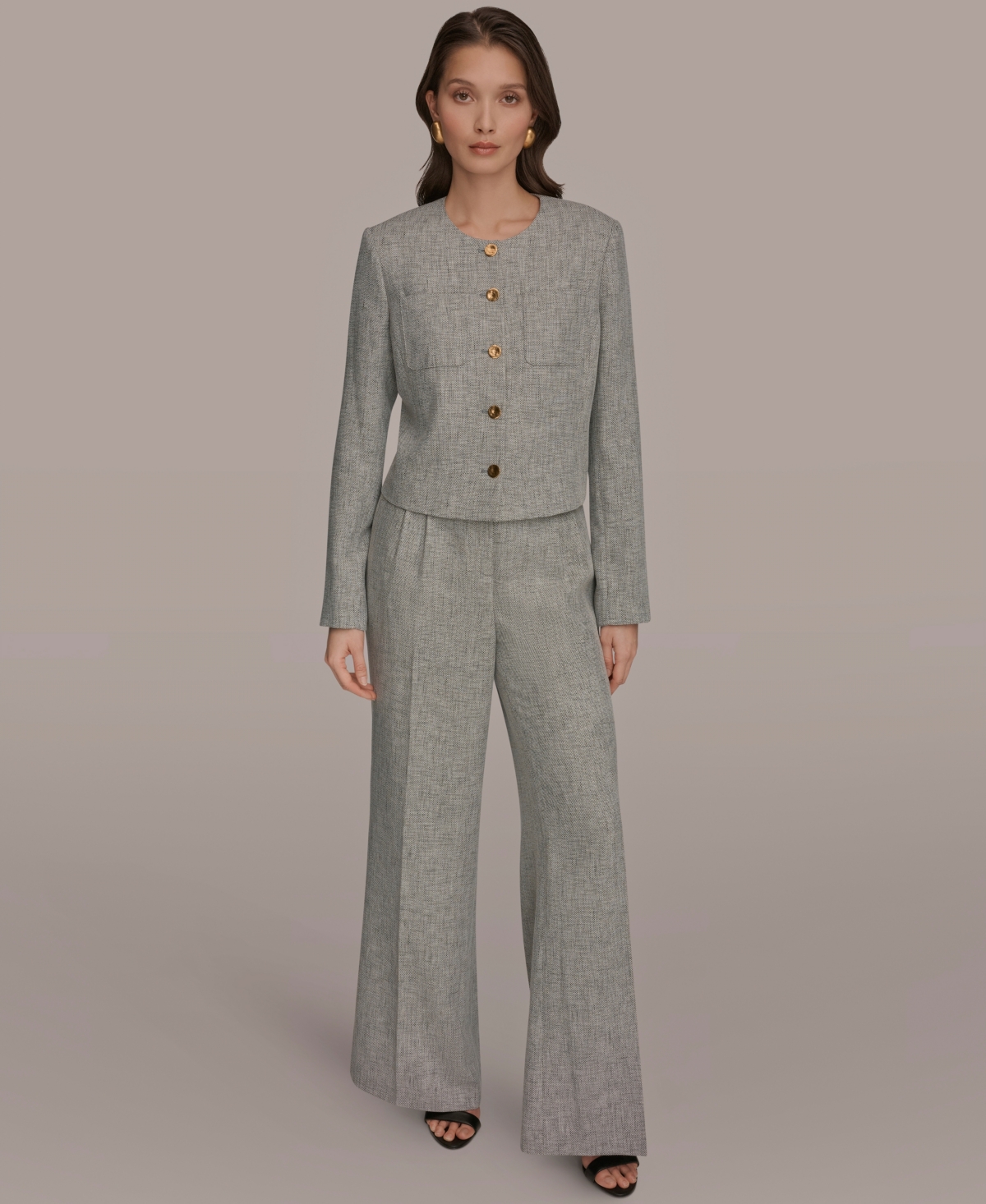 Donna Karan New York Women's Button-Front Cropped Jacket