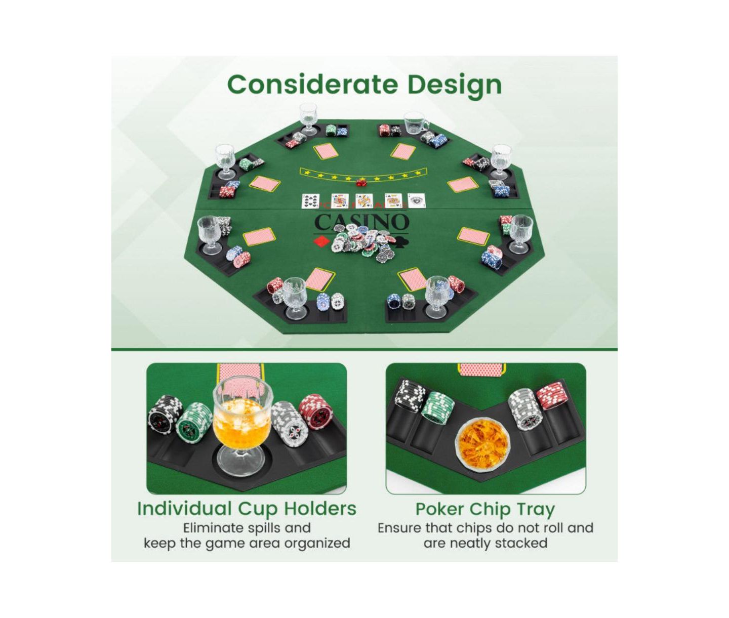 Детские игрушки HONGGE Folding Poker Table Top, Ages 14+, цвет: Зелёный — фото 6