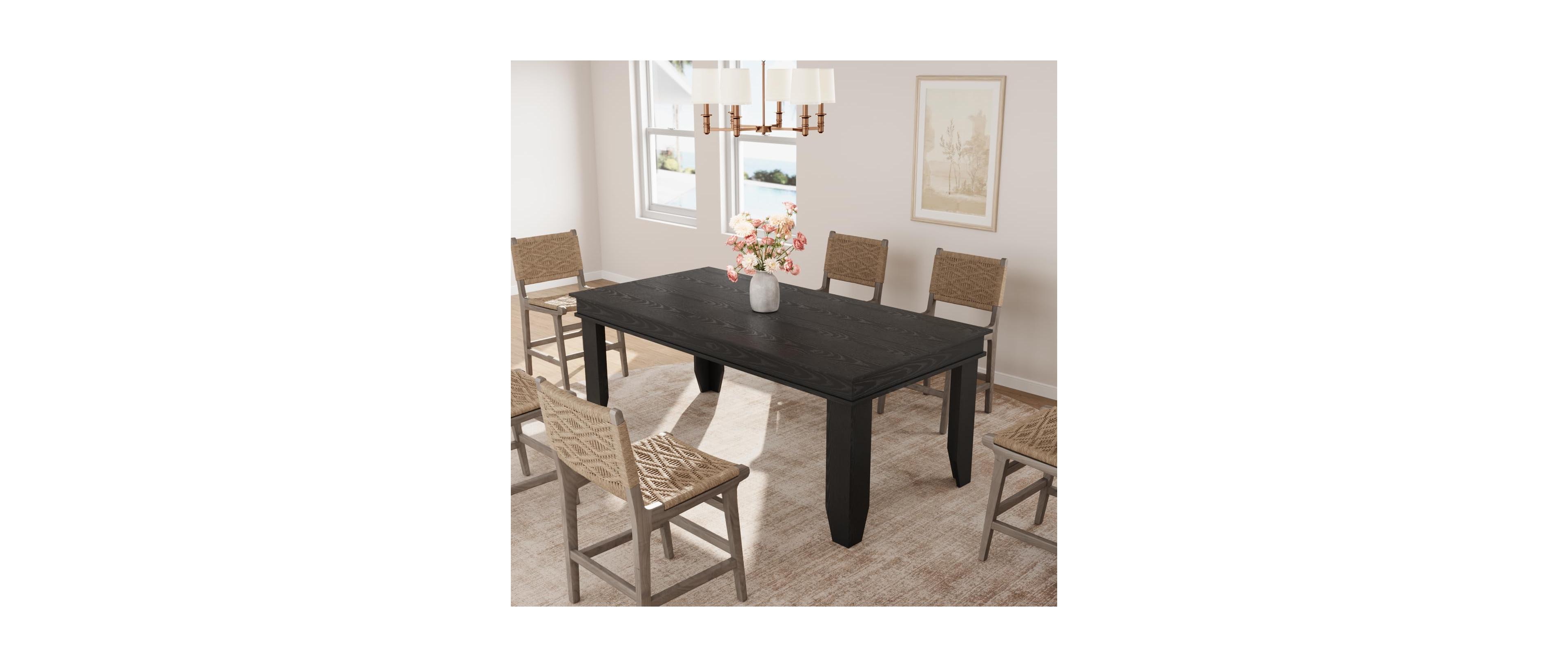 gaomon Kitchen Table Farmhouse Dining Table for 6-8 People Long Black Kitchen Tables