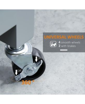 Wooden Kitchen Serving Storage Cart Serving Cabinet with Shelves