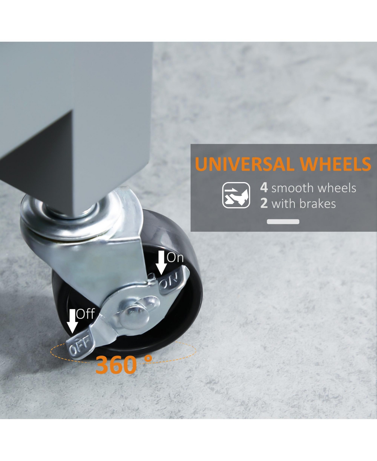 Homcom Kitchen Trolley, Wood Top Utility Cart on Wheels with Open Shelf and Storage Drawer for Dining Room, Kitchen, Grey