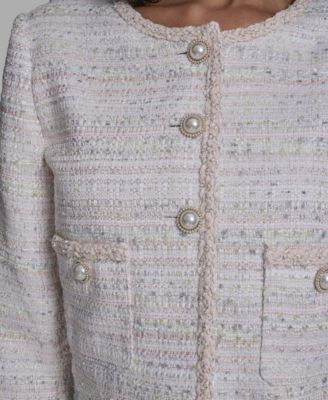 Women's Metallic Tweed Button-Front Jacket Dress