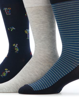 Men's Tropical Toucan Stripes Patterned Socks, 3-Pack