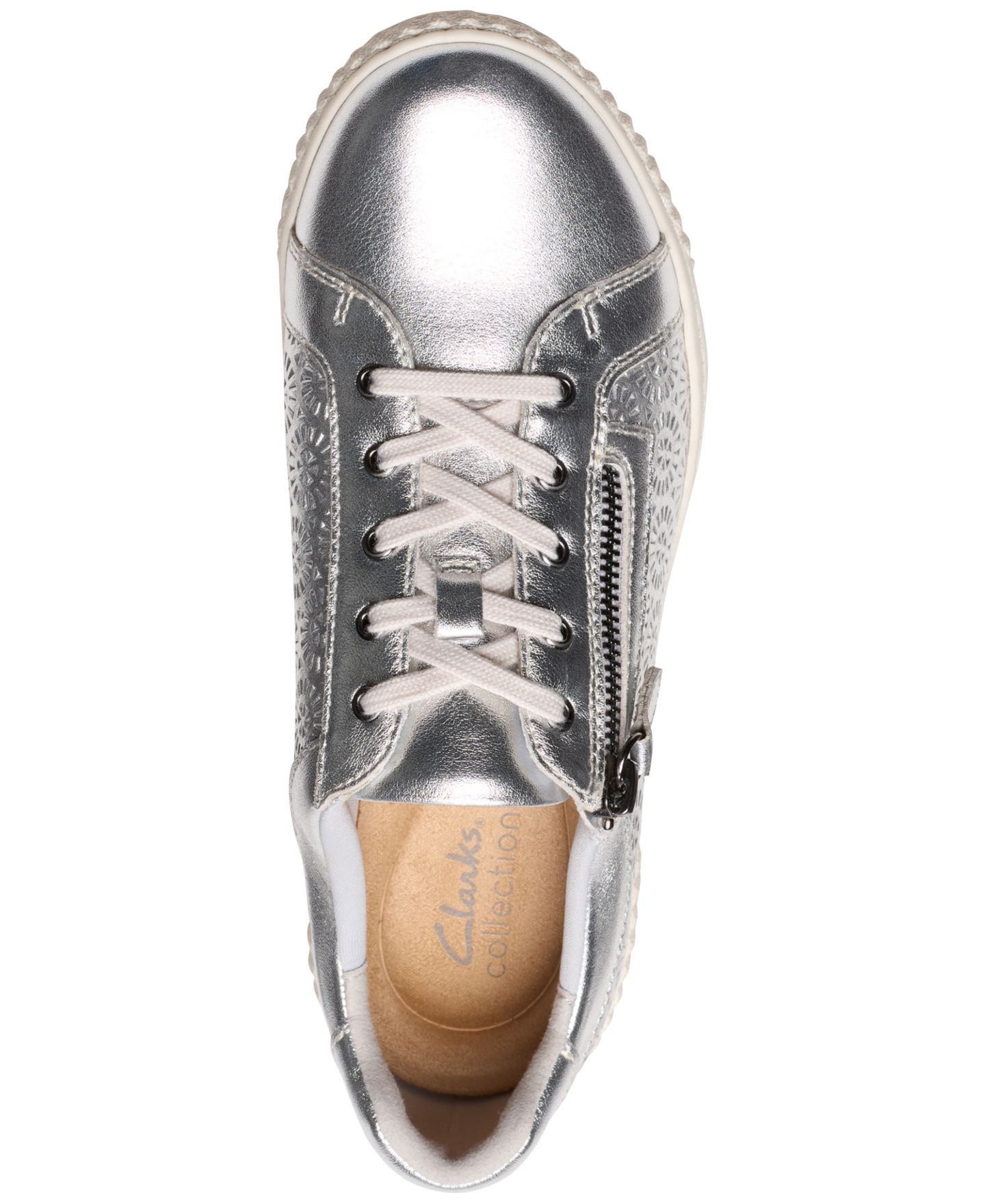 Женские кроссовки Clarks Caroline Rio Lace-Up, цвет: Серебряный кожаный — фото 4