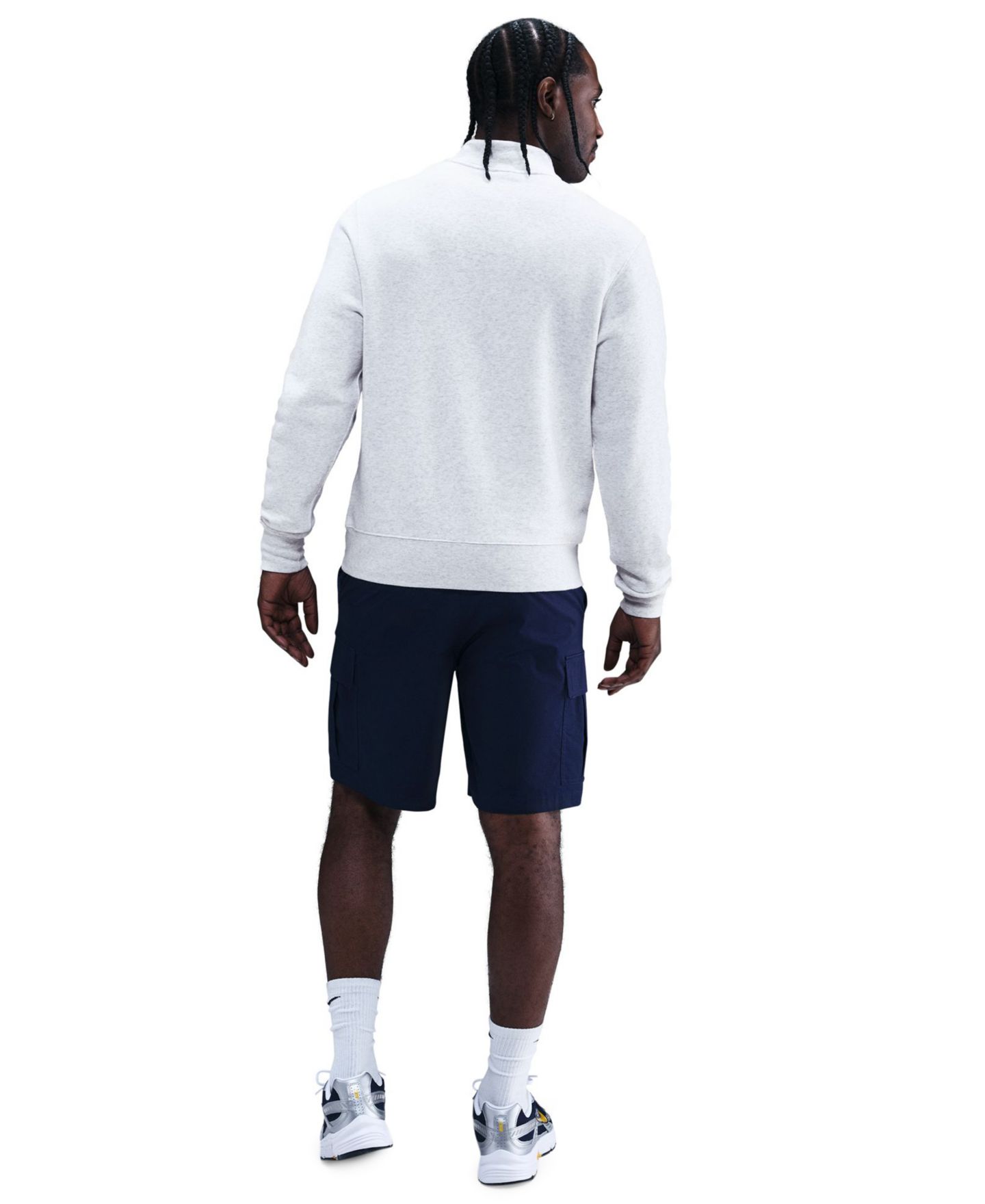 Мужская толстовка Nike Sportswear Club Half-Zip Fleece, цвет: Берёзовый меланжевый / Белый — фото 5