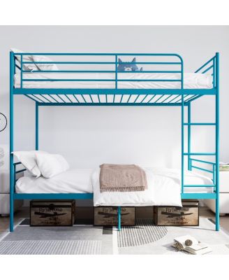  Metal Twin Over Twin Bunk Bed with Ladder