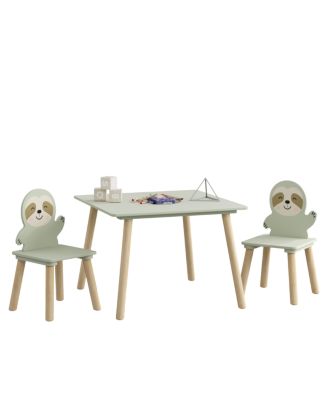 Streamdale Kids Table and Chair Set with 2 Sloth Chairs, Wooden Toddler Activity Table - Sage Green & Wood