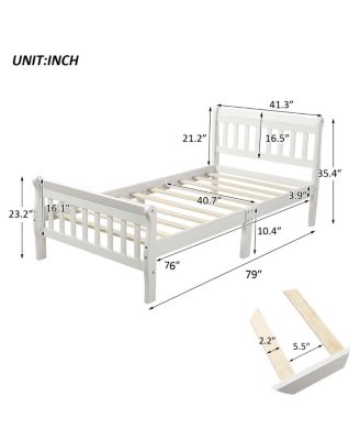 Wood Platform Bed Twin Sleigh Bed Frame with Headboard/Footboard