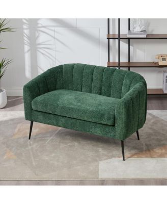 Streamdale Green Chenille Mini Loveseat Accent Couch with Metal Legs