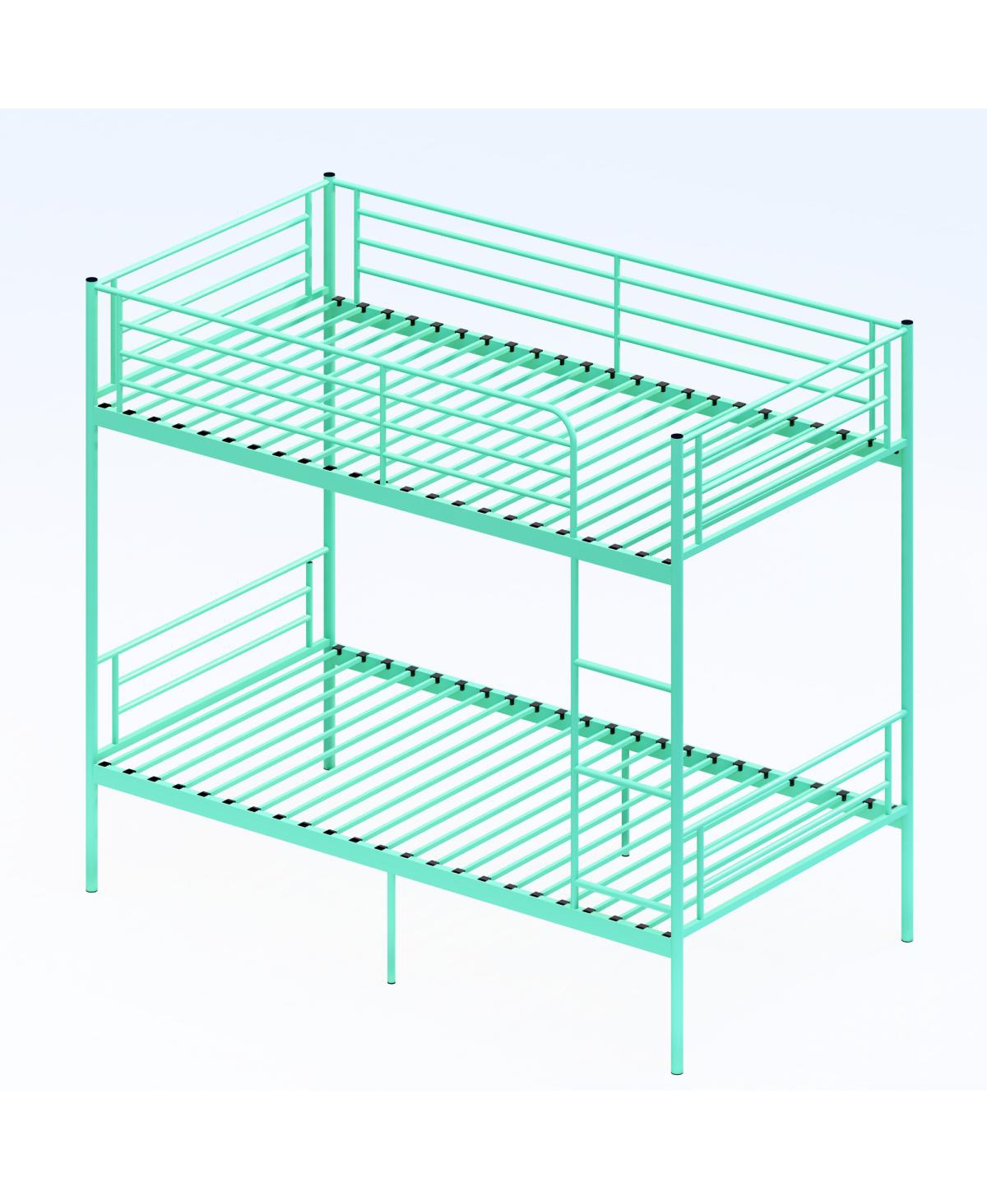 Streamdale Furniture Metal Twin Over Twin Bunk Bed with Ladder, Guardrail, Storage, Noise-Free