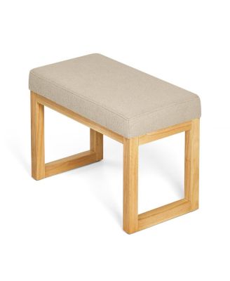 Shoe-changing bench with wooden frame and cushioned seat - Brown