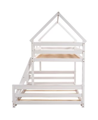 Twin over Full House Bunk Bed with Built-in Ladder