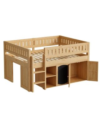 Loft Bed with Storage Cabinet and Chalkboard Panel