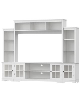 Wall Unit TV Stand with Storage & Bookshelves for TVs up to 65", White, 100"W