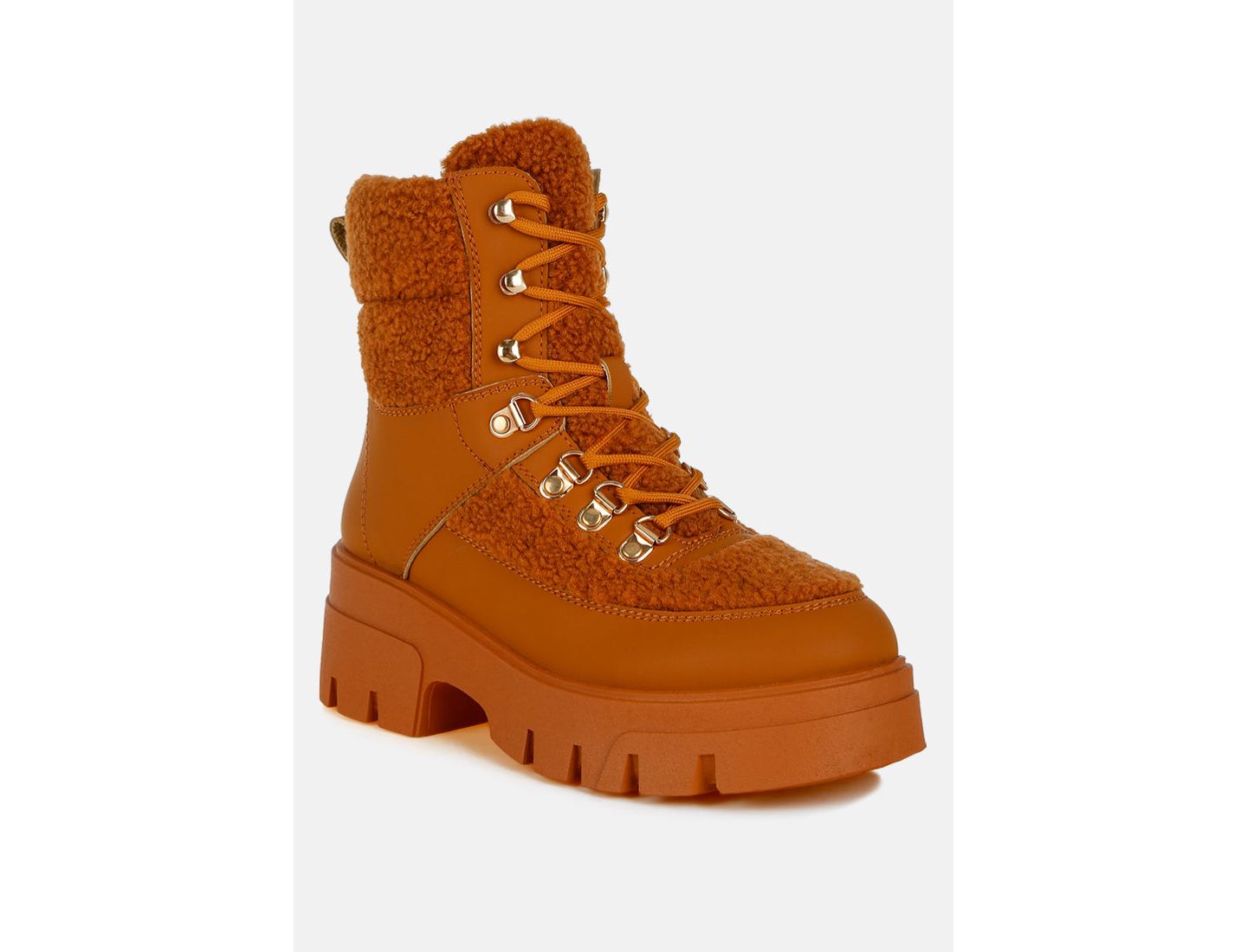 Женские ботинки London Rag Wellerman Faux Fur Detail Chunky Hiker, цвет: Бежевый / Хаки — фото 4