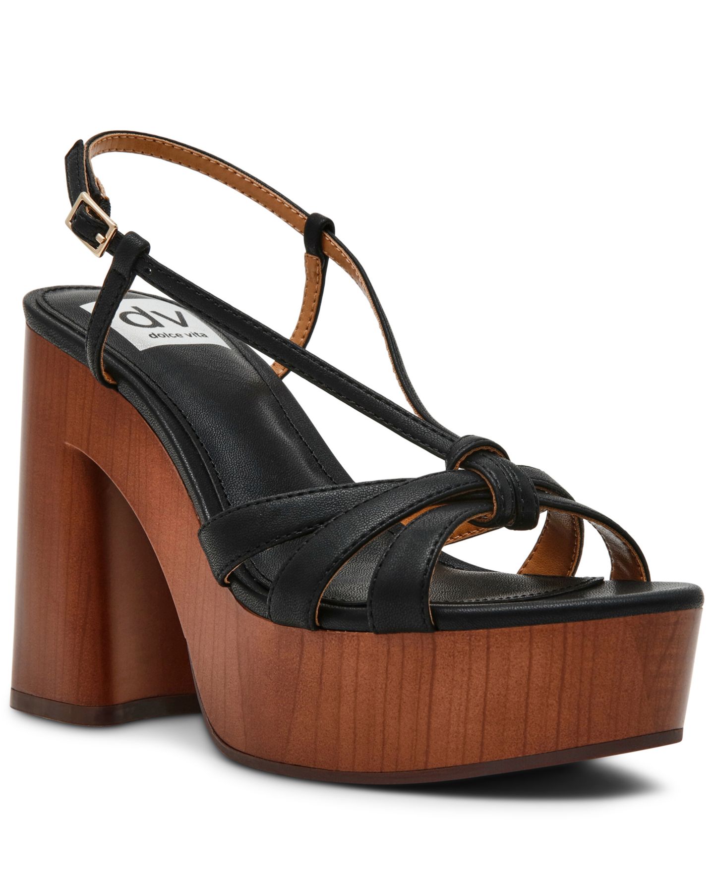 Женские сандалии DV Dolce Vita Willowmena Strappy Wooden Platform Dress Sandals, цвет: Чёрный — фото 1