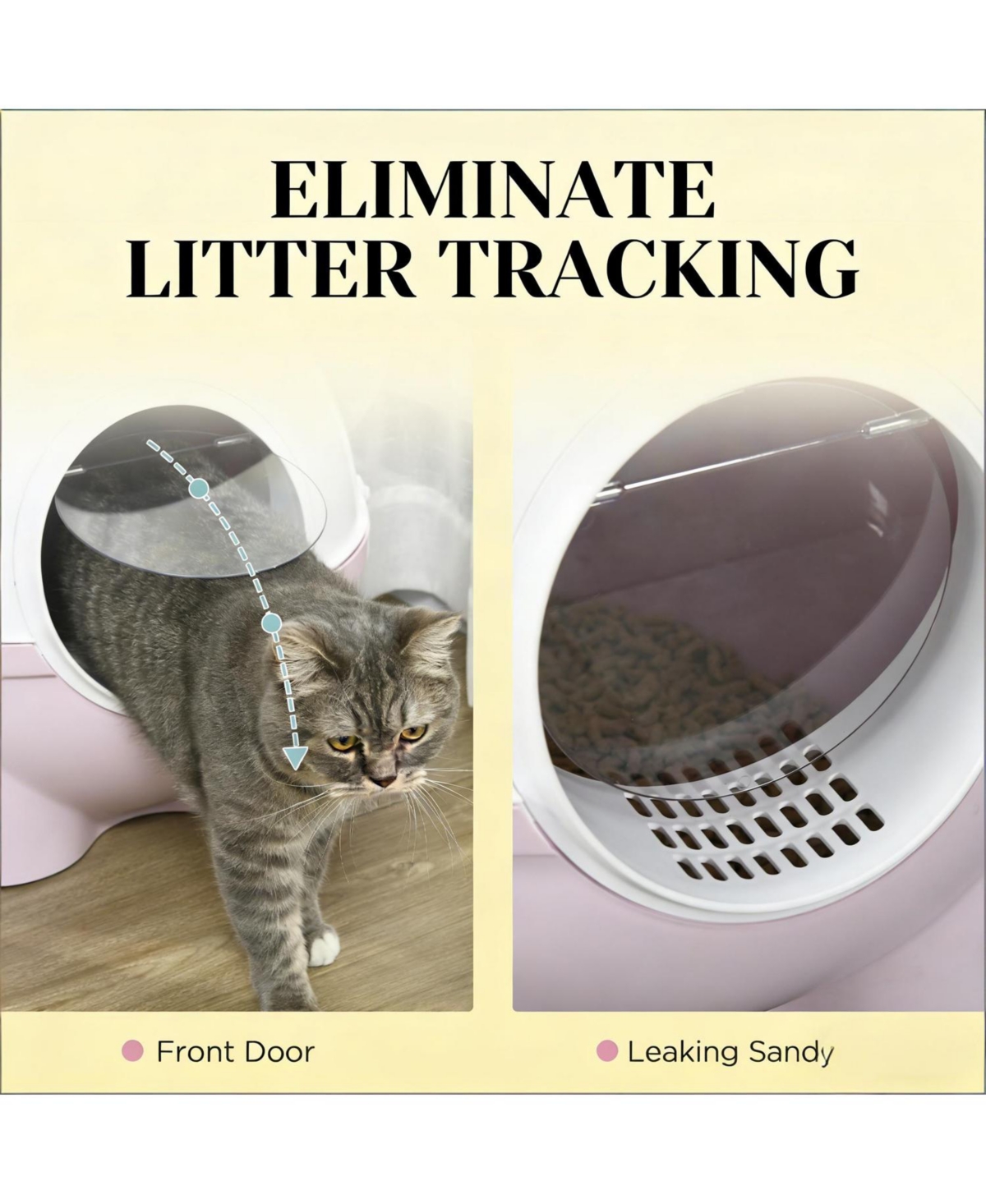 Aostirmotor Hooded Cat Litter Box in Pink and White