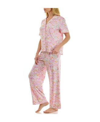 Women's Short-Sleeve Shirt and Pants, 2-Piece Pajama Set