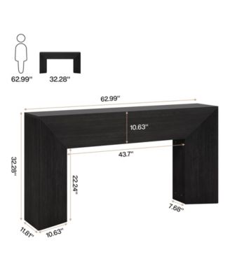 Console Table for Entryway, 63 Inches Extra Long Black Wooden Sofa Table for Living Room, Modern Hallway Foyer Table