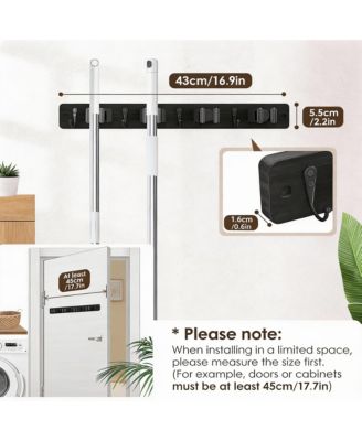 4-Holder Wall Mounted Mop & Broom Holder with Anti-Slip Rubber