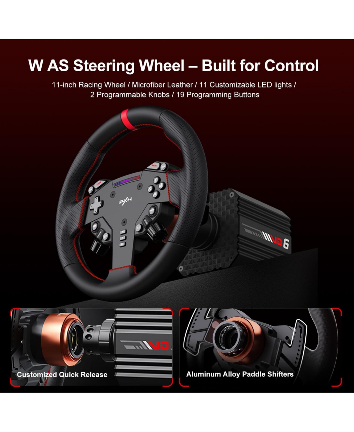 Pxn VD6 Direct Drive Racing Wheel Bundle.