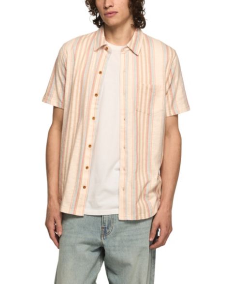 Мужская рубашка Lucky Brand Stripe Spread Collar Button-Down, цвет: Кремовый разноцветный