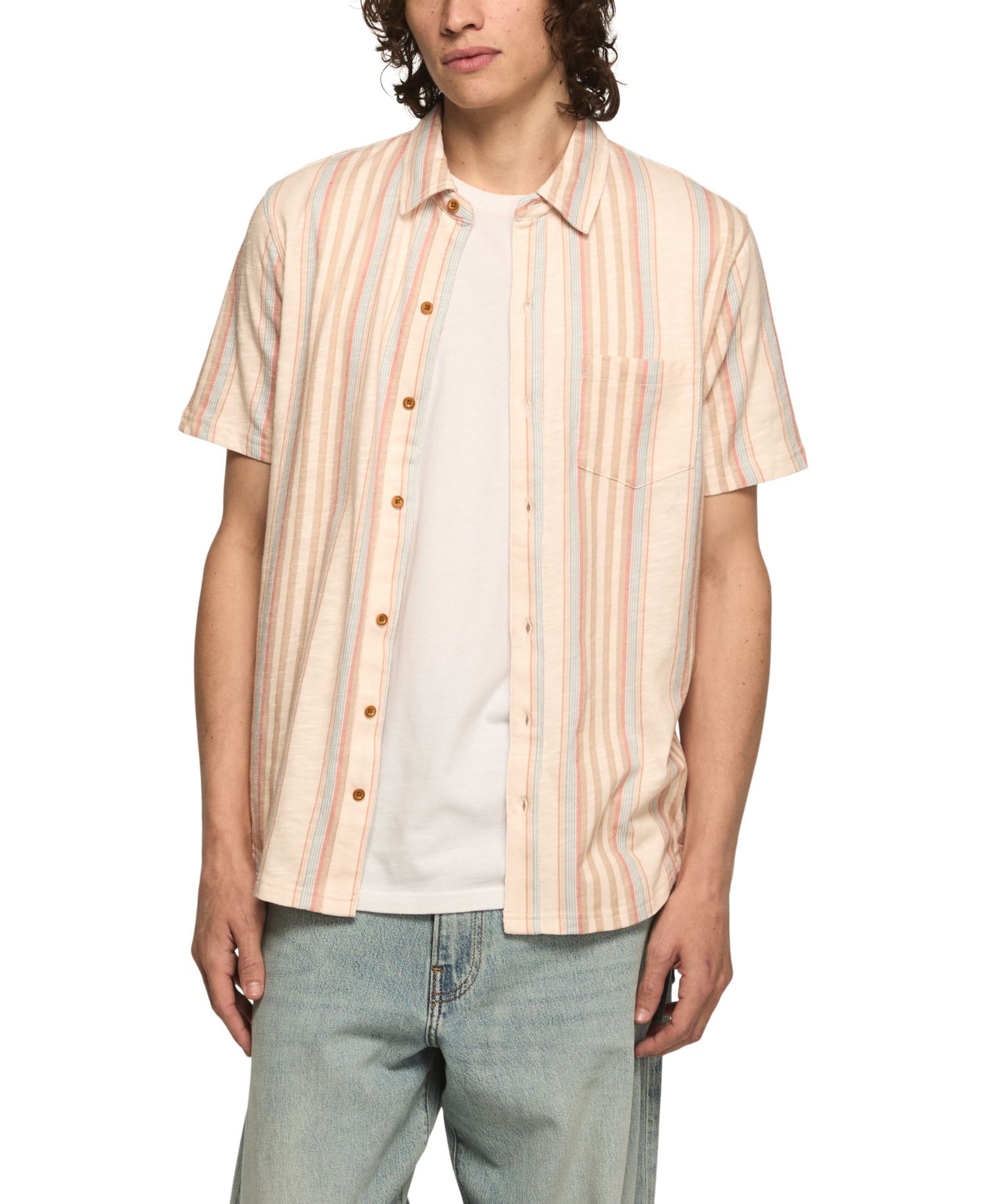 Men's Stripe Spread Collar Button-Down Shirt