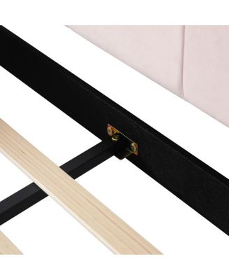  Queen Size Upholstered Grounded Bed with Bedside Desk and Stool