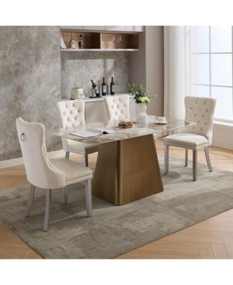 Streamdale Nikki Collection Modern Velvet Dining Chair, Milky White (2-Pcs)