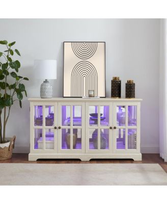 LED Curio Display Cabinet with Glass Doors & Adjustable Shelves