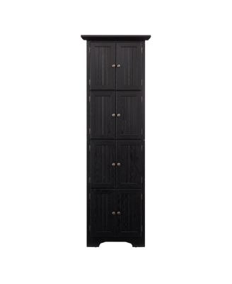 4-Tier 72" Corner Kitchen Pantry Storage Cabinet with 8 Doors BLK