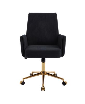 Streamdale Mid-back liftable office chair, striped fabric, ergonomic design, Black