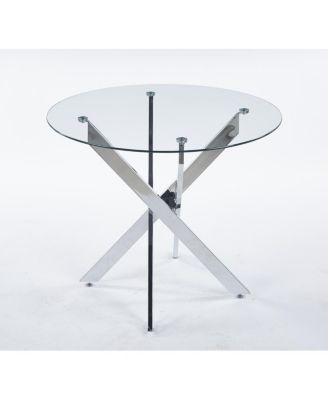 1+4,5pcs Dining Set, Metal Leg Table, Mid-century Glass Top Table