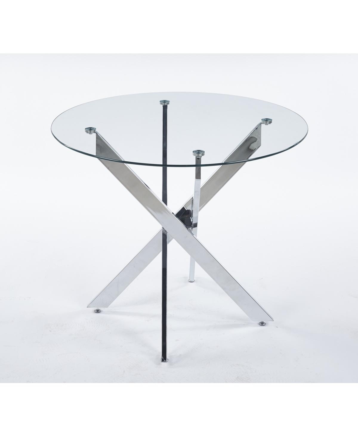 Streamdale Furniture 1+4,5pcs Dining Set, Metal Leg Table, Mid-century Glass Top Table