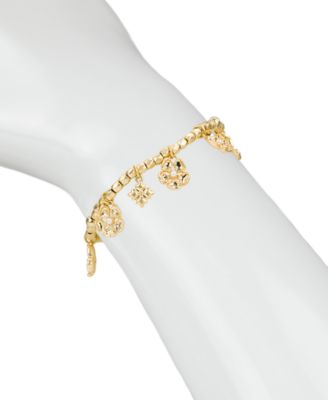 Gold-Tone Beaded Charm Stretch Bracelet
