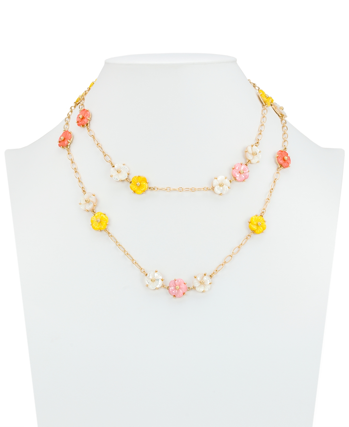 Patricia Nash Gold-Tone Raffia Collection Flower Station Necklace