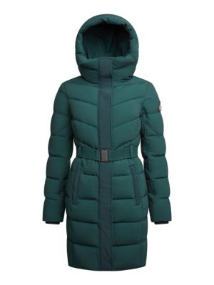 Women's Diamond Belted Hooded Down Coat