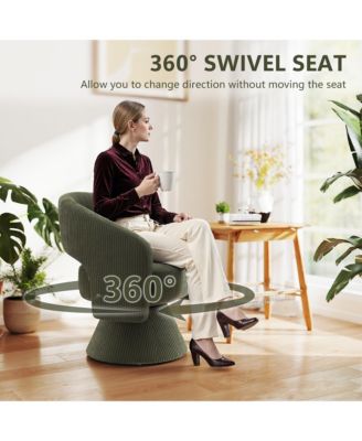 Swivel Accent Chair, Modern Barrel Chair with Thick Padding,