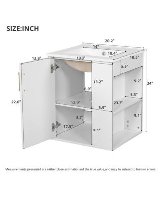 20" Wall Mounted Bathroom Cabinet with Side Cabinet Combo, Bathroom Cabinet with Soft-Closing Door, Modern Bathroom Vanity with Sink.