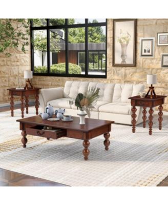 Streamdale Walnut Coffee Table with Drawer & Wood Legs