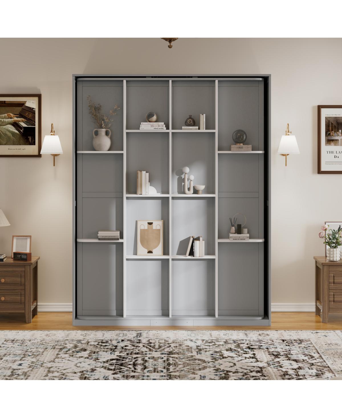 Streamdale Furniture Rotating Queen Murphy Bed with Hidden Storage, Space-Saving Wall for Small Rooms