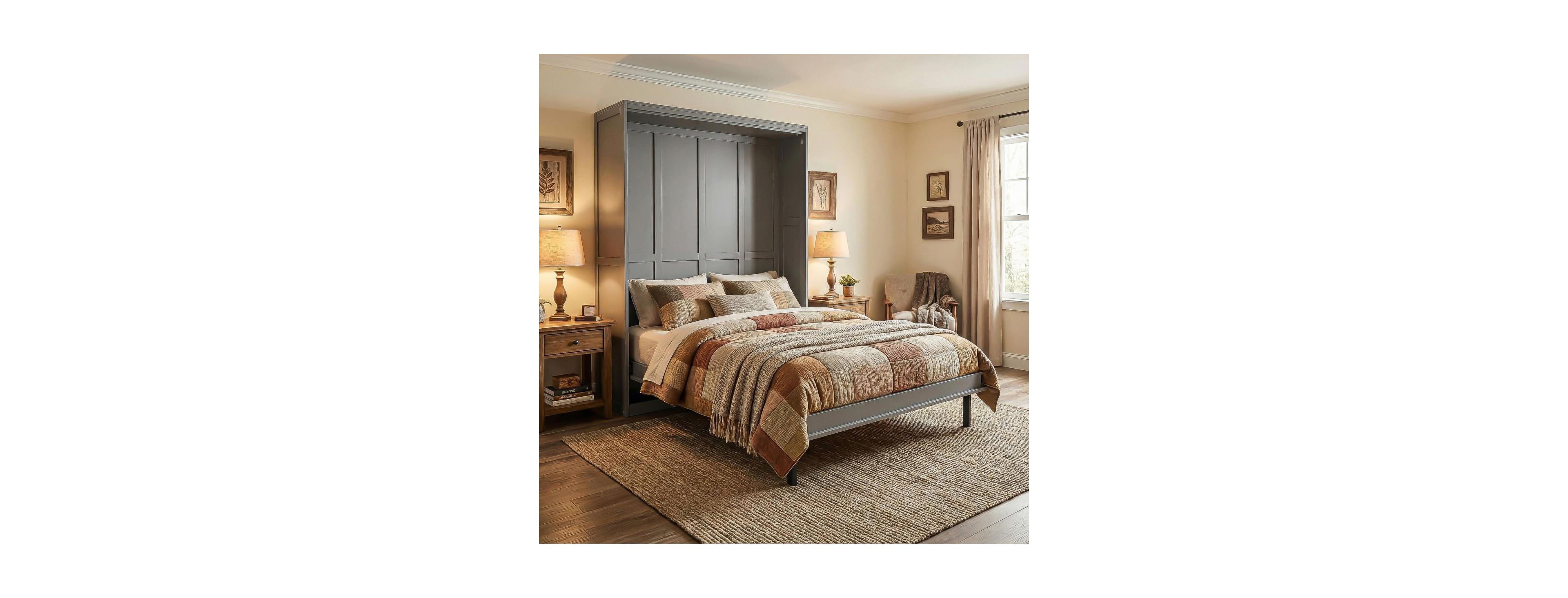 Streamdale Furniture Rotating Queen Murphy Bed with Hidden Storage, Space-Saving Wall Bed for Small Rooms
