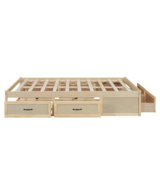 Full Size Platform Bed with 6 Storage Drawers
