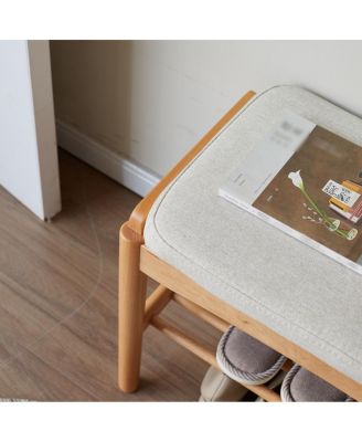  Solid Wood Shoe Bench with Cushion