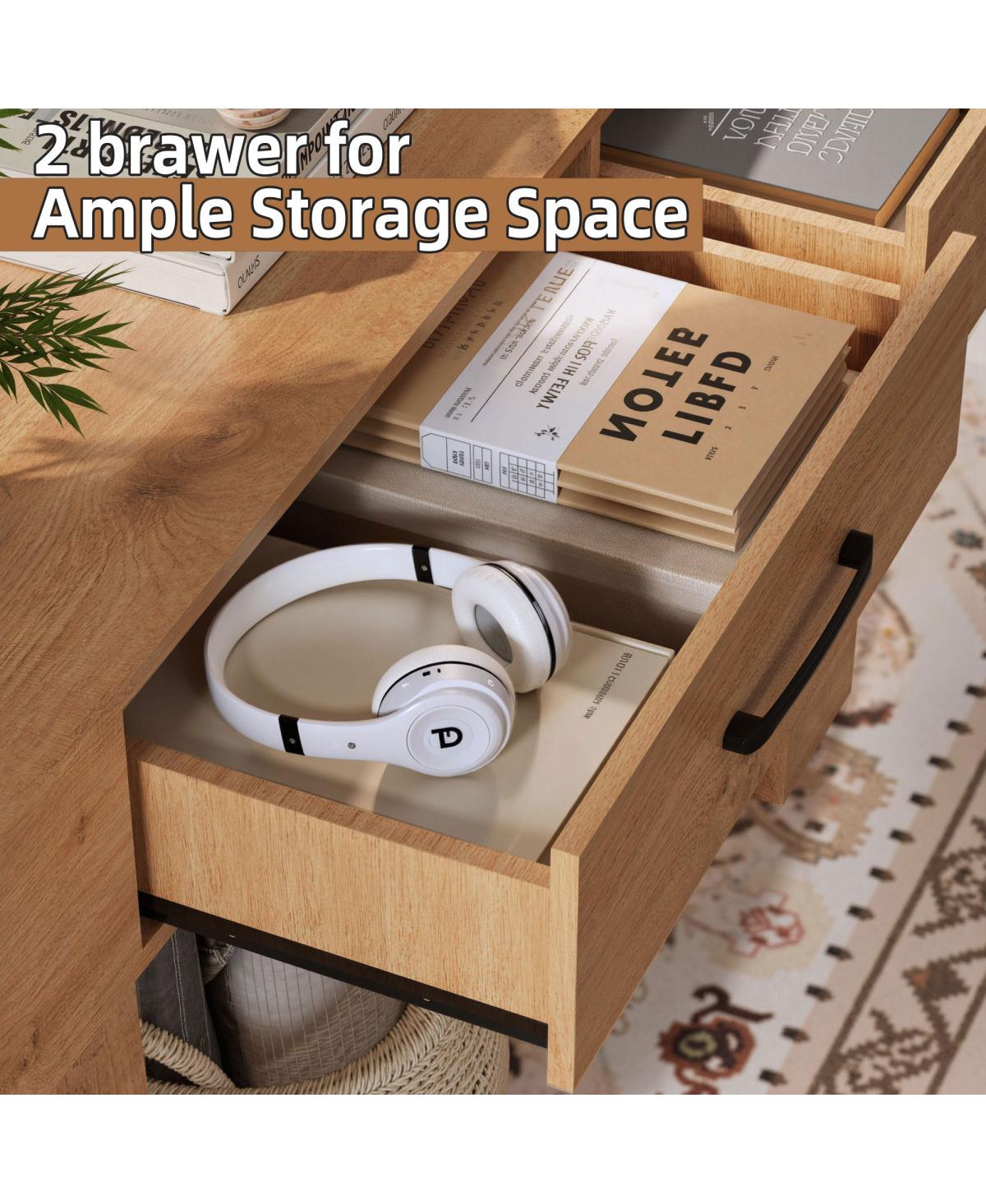 Streamdale Furniture 63-Inch Natural Console Table for Entryway, Hallway, Living Room