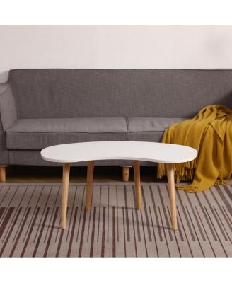 Streamdale Nut Shape Coffee Table with Solid Wood Legs, 35x21 Inches