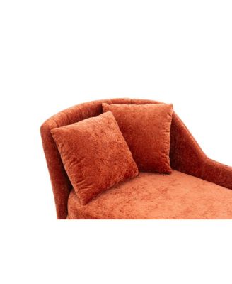 58" Indoor Chenille Chair with Left Armrest & Lumbar Pillow, Footstool Included.