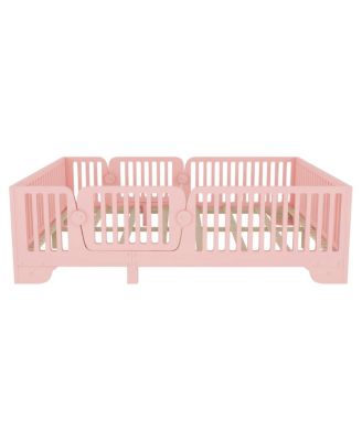 Full Floor Bed with Slats and Fence, Montessori Style