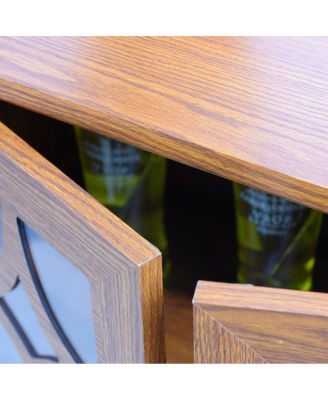 34.37" x 15.55" x 34.06" Sideboard with 2 Clear Tempered Glass Doors & Adjustable Shelf